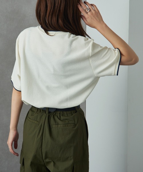 FRED PERRY(フレッドペリー)の「【FRED PERRY】CREPE PIQUE T-SHIRT フレッドペリー ワンポイントロゴ刺繍 クレープピケTシャツ M8585(Tシャツ/カットソー・メンズ・ネイビー/アイボリー/ライトブルー・S/M/L)」の13枚目の写真