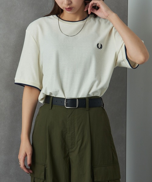 FRED PERRY(フレッドペリー)の「【FRED PERRY】CREPE PIQUE T-SHIRT フレッドペリー ワンポイントロゴ刺繍 クレープピケTシャツ M8585(Tシャツ/カットソー・メンズ・ネイビー/アイボリー/ライトブルー・S/M/L)」の11枚目の写真