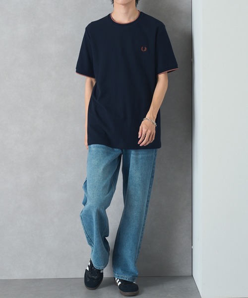 FRED PERRY(フレッドペリー)の「【FRED PERRY】CREPE PIQUE T-SHIRT フレッドペリー ワンポイントロゴ刺繍 クレープピケTシャツ M8585(Tシャツ/カットソー・メンズ・ネイビー/アイボリー/ライトブルー・S/M/L)」の6枚目の写真