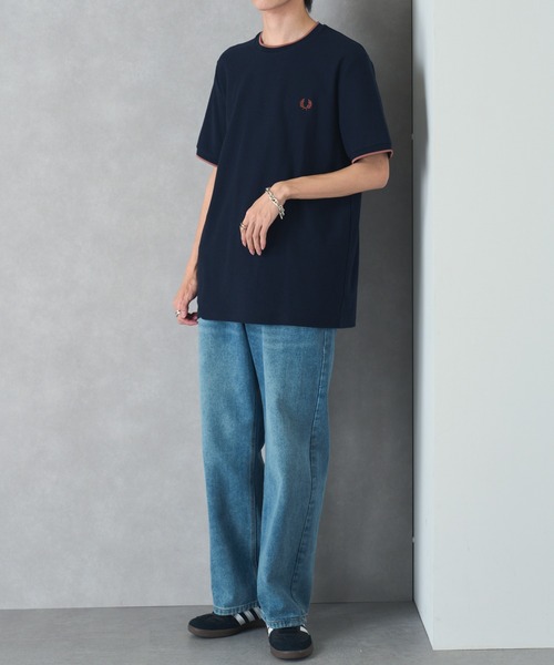 FRED PERRY(フレッドペリー)の「【FRED PERRY】CREPE PIQUE T-SHIRT フレッドペリー ワンポイントロゴ刺繍 クレープピケTシャツ M8585(Tシャツ/カットソー・メンズ・ネイビー/アイボリー/ライトブルー・S/M/L)」の7枚目の写真
