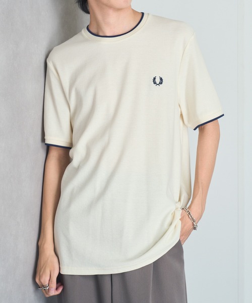 FRED PERRY(フレッドペリー)の「【FRED PERRY】CREPE PIQUE T-SHIRT フレッドペリー ワンポイントロゴ刺繍 クレープピケTシャツ M8585(Tシャツ/カットソー・メンズ・ネイビー/アイボリー/ライトブルー・S/M/L)」の8枚目の写真