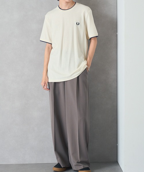 FRED PERRY(フレッドペリー)の「【FRED PERRY】CREPE PIQUE T-SHIRT フレッドペリー ワンポイントロゴ刺繍 クレープピケTシャツ M8585(Tシャツ/カットソー・メンズ・ネイビー/アイボリー/ライトブルー・S/M/L)」の9枚目の写真