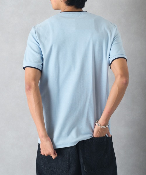 FRED PERRY(フレッドペリー)の「【FRED PERRY】CREPE PIQUE T-SHIRT フレッドペリー ワンポイントロゴ刺繍 クレープピケTシャツ M8585(Tシャツ/カットソー・メンズ・ネイビー/アイボリー/ライトブルー・S/M/L)」の17枚目の写真