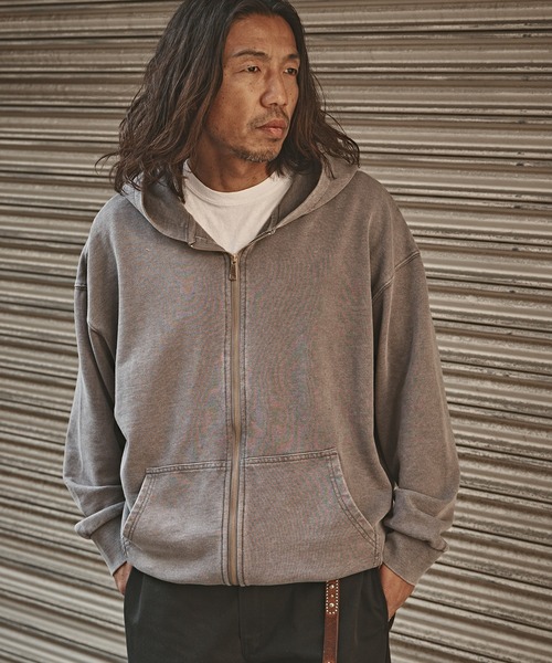 ピグメント加工 ジップアップフーディー（パーカー）｜ALL RUNS