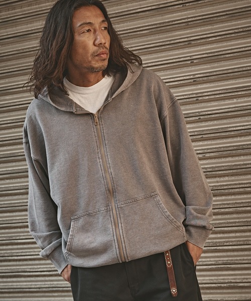 ピグメント加工 ジップアップフーディー（パーカー）｜ALL RUNS