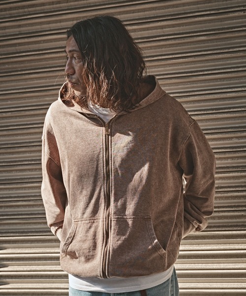 ALL RUNS(オールランズ)の「ピグメント加工 ジップアップフーディー 2026年春夏(パーカー・メンズ・ブラック/ブラウン/グレー・M/XL/L)」の21枚目の写真