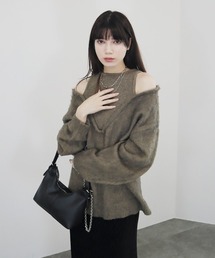 オフショルダー ニットワンピース ブラウン系 GAP（ギャップ）の「CashSoft カシミヤタッチ タートルネック ミニ