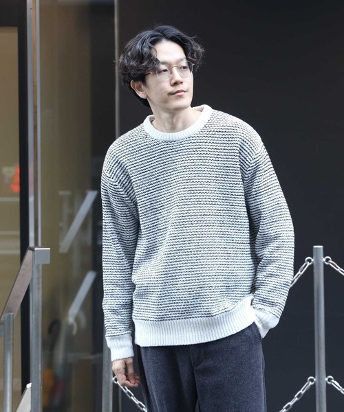 Right-on(ライトオン)の「Other(ソノタ)柄編みモールクルー(ニット/セーター・メンズ・ブラック/オフホワイト・M/L/XL)」の3枚目の写真