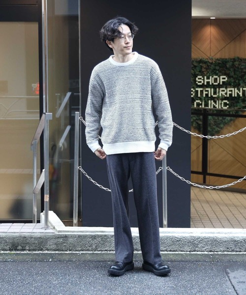 Right-on(ライトオン)の「Other(ソノタ)柄編みモールクルー(ニット/セーター・メンズ・ブラック/オフホワイト・M/L/XL)」の5枚目の写真