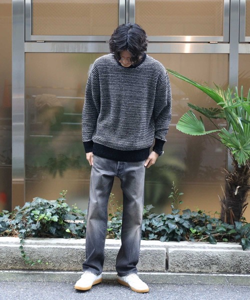 Right-on(ライトオン)の「Other(ソノタ)柄編みモールクルー(ニット/セーター・メンズ・ブラック/オフホワイト・M/L/XL)」の13枚目の写真
