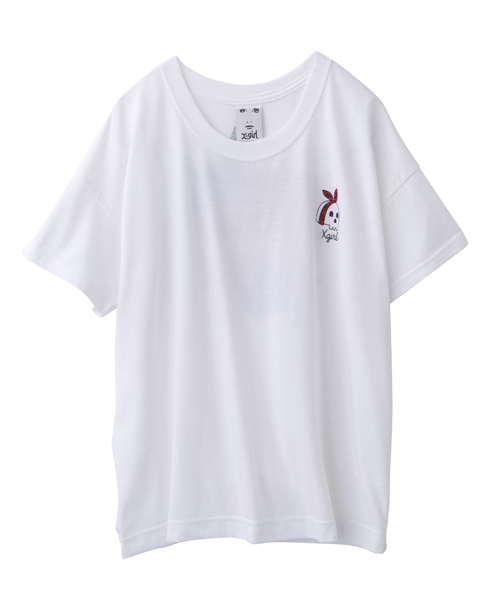 X-girl（エックスガール）の「TATOO S/S BIG TEE（Tシャツ/カットソー・レディース・ホワイト/チャコールグレー/イエロー/ネイビー・1/2）」の5枚目の写真