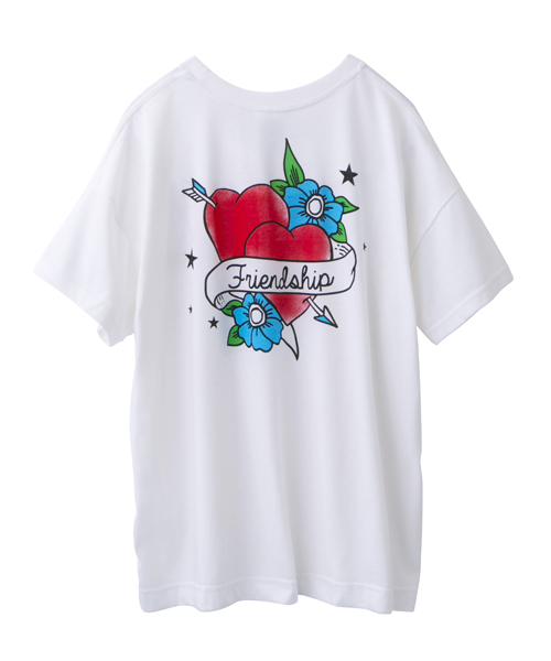 X-girl（エックスガール）の「TATOO S/S BIG TEE（Tシャツ/カットソー・レディース・ホワイト/チャコールグレー/イエロー/ネイビー・1/2）」の6枚目の写真