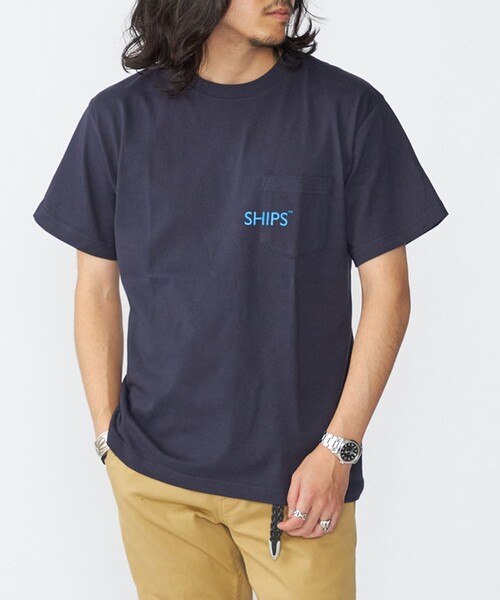 セール】【WEB限定】SHIPS: SHIPSロゴ プリント ポケット T