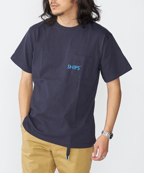 WEB限定】SHIPS: SHIPSロゴ プリント ポケット Tシャツ（Tシャツ