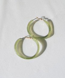 クリア カラー ワイド フープ ピアス