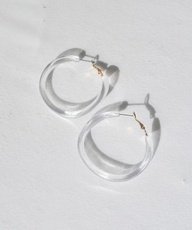 クリア カラー ワイド フープ ピアス