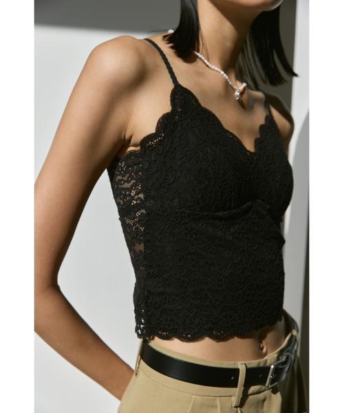 un/neu（アンノイ）の「カップ付き総レースシアーキャミ（キャミソール・レディース・ブラック/ホワイト・FREE）」の10枚目の写真