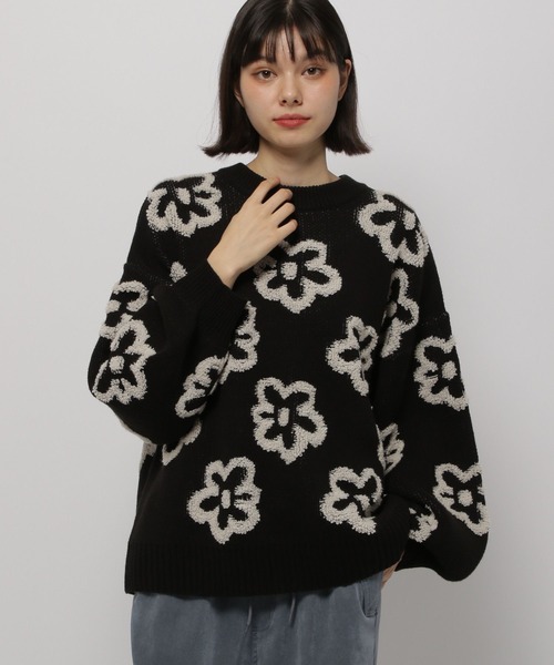 niko and...(ニコアンド)の「フラワージャガードニットプルオーバー(ニット/セーター・レディース・オレンジ/アイボリー/ブラック・FREE)」の8枚目の写真