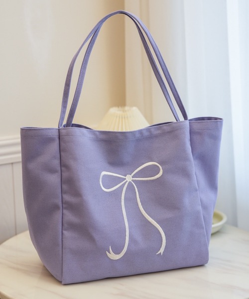 TONE SELECT GOODS（トーンセレクトグッズ）の「Liaa/リボン刺繍 トートバッグ A18520（トートバッグ・レディース・パープル/ベージュ/ブラック/グレー/ブルー/ピンク・FREE）」の21枚目の写真