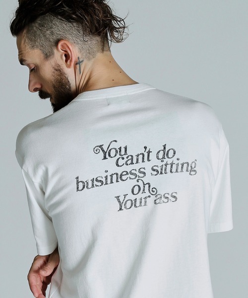 schott（ショット）の「Schott/ショット/T-SHIRT YOU CANT DO BUSINESS ON YOUR ASS//ユーキャン ビジネス オン ユア アス Tシャツ（Tシャツ/カットソー・メンズ・ブラック/ホワイト/グレー・XL/2XL/L/M）」の2枚目の写真