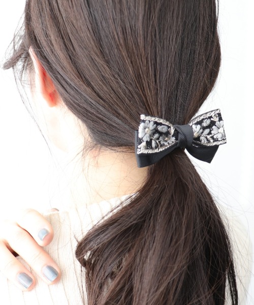 インド刺繍リボンポニー（ヘアゴム）｜Three Four Time（スリーフォー