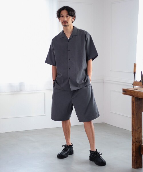 B:MING by BEAMS（ビーミングバイビームス）の「＜ビジカジ対応＞ 速乾 ポリエステル オープンカラー ハーフスリーブ シャツ（シャツ/ブラウス・メンズ・グレー/ブラック・S/M/L/XL）」の3枚目の写真