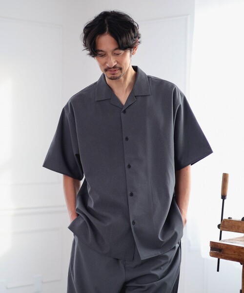 B:MING by BEAMS（ビーミングバイビームス）の「＜ビジカジ対応＞ 速乾 ポリエステル オープンカラー ハーフスリーブ シャツ（シャツ/ブラウス・メンズ・グレー/ブラック・S/M/L/XL）」の5枚目の写真