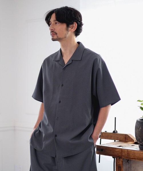 B:MING by BEAMS（ビーミングバイビームス）の「＜ビジカジ対応＞ 速乾 ポリエステル オープンカラー ハーフスリーブ シャツ（シャツ/ブラウス・メンズ・グレー/ブラック・S/M/L/XL）」の6枚目の写真