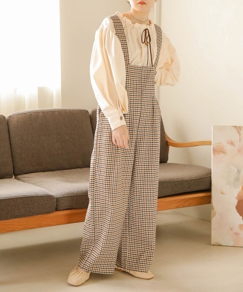 Bab(バブ)の「ハイウエストサロペット(サロペット/オーバーオール・レディース・ブラウン/ベージュ/ブラック・MEDIUM)」の8枚目の写真