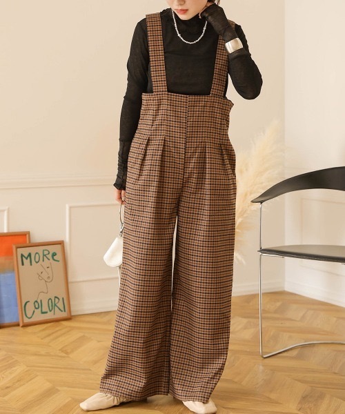 Bab(バブ)の「ハイウエストサロペット(サロペット/オーバーオール・レディース・ブラウン/ベージュ/ブラック・MEDIUM)」の9枚目の写真