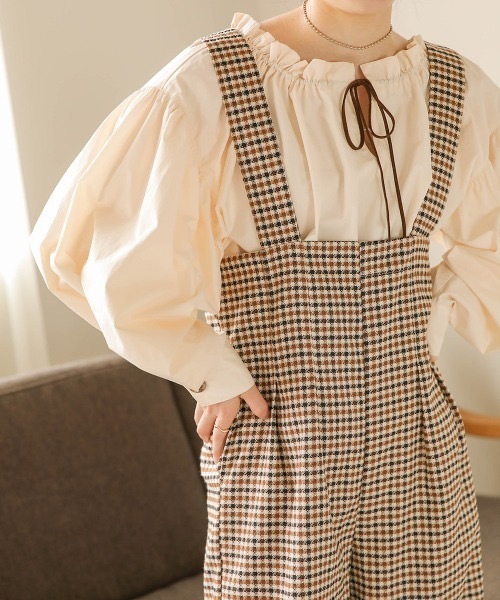 Bab(バブ)の「ハイウエストサロペット(サロペット/オーバーオール・レディース・ブラウン/ベージュ/ブラック・MEDIUM)」の10枚目の写真