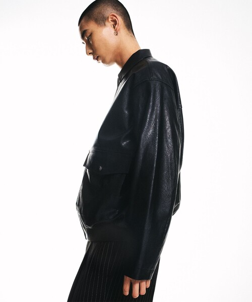 City Ambient Products（シティアンビエントプロダクツ）の「City Ambient Products: 合成皮革 ショート ジップ ブルゾン（ブルゾン・メンズ・ブラック/ブラウン・SMALL/MEDIUM/LARGE）」の20枚目の写真