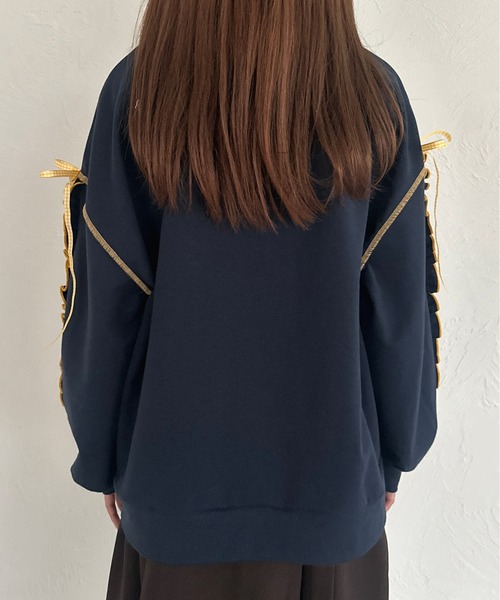 24AW 極美品 ビアズリー うしろフリルトレーナー スウェット ゆったり 黒. ◇LA ロゴ刺繍 ビッグスウェット◇[品番：OCGW0002549]｜ONE 4