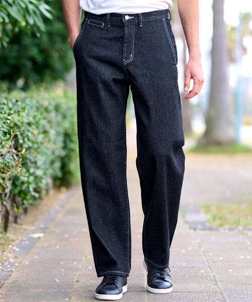 MINEDENIMマインデニム 干場義雅氏別注 コットンカシミヤストレッチパンツ 限定トリプルネームモデル 干場義雅×MINEDENIM ブラックデニム