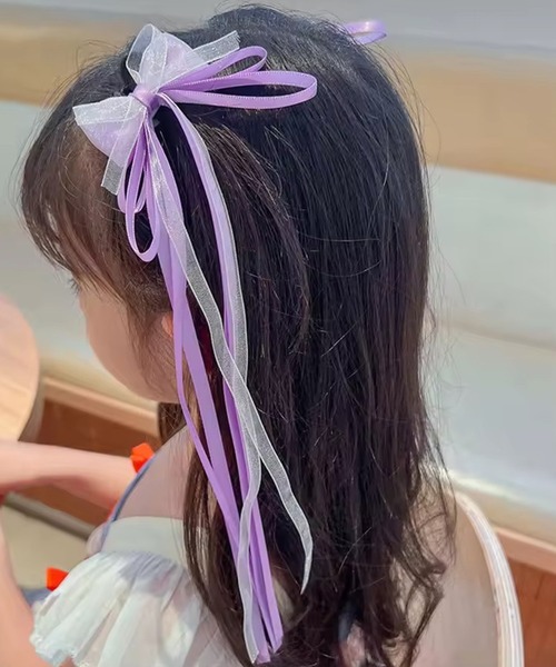 CALIFORNIA OUTFITTERS（カリフォルニア アウトフィッターズ）の「3-1A28 【選べる7色展開】ロングリボン ヘアクリップ 2Pセット（バレッタ/ヘアクリップ・レディース・パープル/グリーン/レッド/ピンク/ブルー/ライトブルー/オレンジ・ONESIZE）」の5枚目の写真