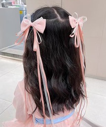 {送料.関税込}ピンク/レーストリムタフタヘアクリップ 送料.関税込}ピンク/レーストリムタフタヘアクリップ