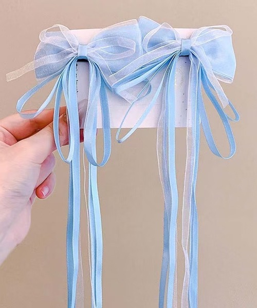 CALIFORNIA OUTFITTERS（カリフォルニア アウトフィッターズ）の「3-1A28 【選べる7色展開】ロングリボン ヘアクリップ 2Pセット（バレッタ/ヘアクリップ・レディース・パープル/グリーン/レッド/ピンク/ブルー/ライトブルー/オレンジ・ONESIZE）」の4枚目の写真