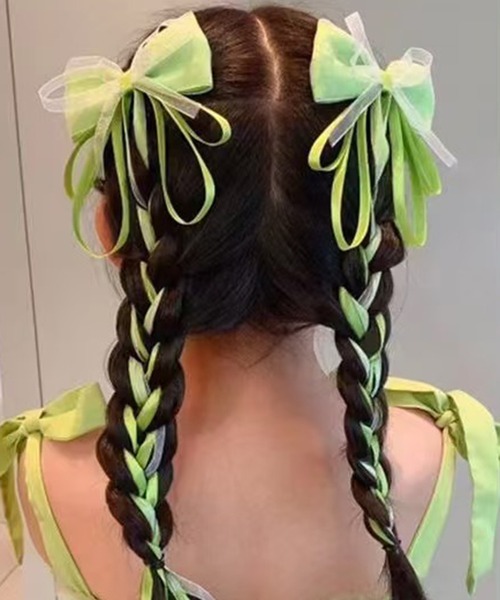 CALIFORNIA OUTFITTERS（カリフォルニア アウトフィッターズ）の「3-1A28 【選べる7色展開】ロングリボン ヘアクリップ 2Pセット（バレッタ/ヘアクリップ・レディース・パープル/グリーン/レッド/ピンク/ブルー/ライトブルー/オレンジ・ONESIZE）」の2枚目の写真