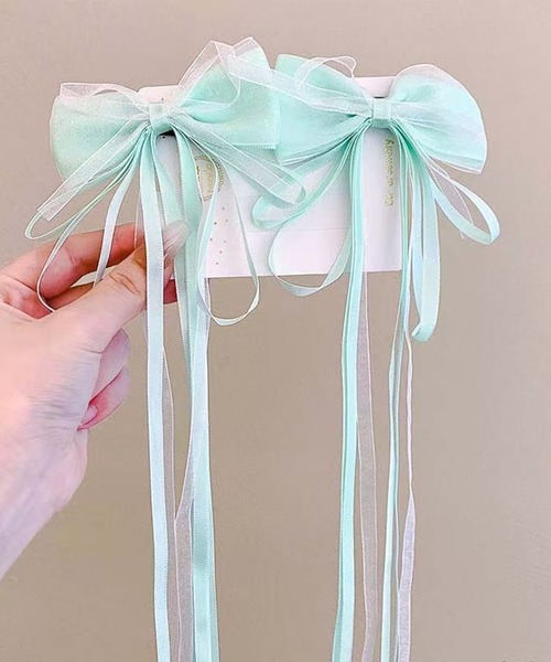 CALIFORNIA OUTFITTERS（カリフォルニア アウトフィッターズ）の「3-1A28 【選べる7色展開】ロングリボン ヘアクリップ 2Pセット（バレッタ/ヘアクリップ・レディース・パープル/グリーン/レッド/ピンク/ブルー/ライトブルー/オレンジ・ONESIZE）」の3枚目の写真