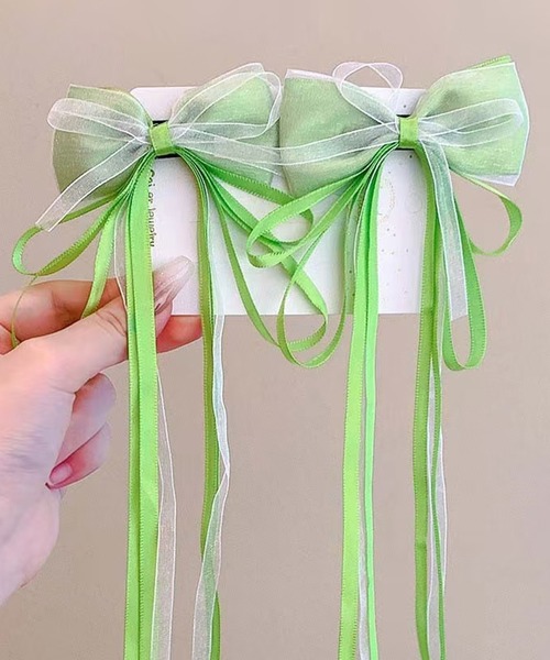 CALIFORNIA OUTFITTERS（カリフォルニア アウトフィッターズ）の「3-1A28 【選べる7色展開】ロングリボン ヘアクリップ 2Pセット（バレッタ/ヘアクリップ・レディース・パープル/グリーン/レッド/ピンク/ブルー/ライトブルー/オレンジ・ONESIZE）」の10枚目の写真