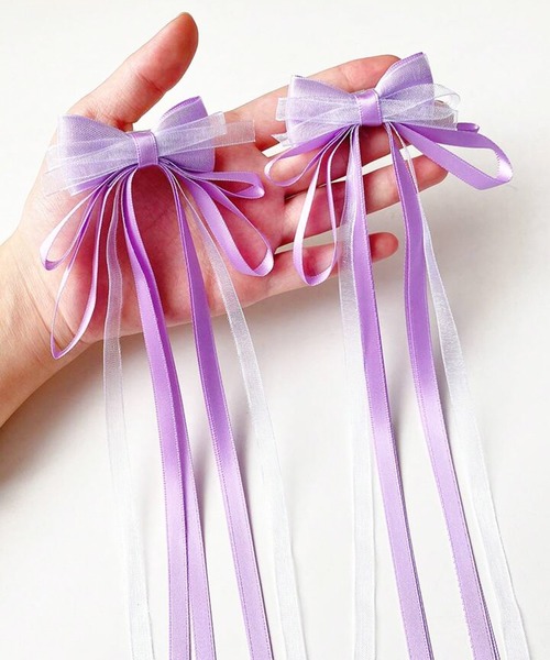 CALIFORNIA OUTFITTERS（カリフォルニア アウトフィッターズ）の「3-1A28 【選べる7色展開】ロングリボン ヘアクリップ 2Pセット（バレッタ/ヘアクリップ・レディース・パープル/グリーン/レッド/ピンク/ブルー/ライトブルー/オレンジ・ONESIZE）」の12枚目の写真