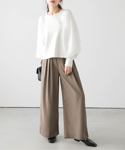La-gemme（ラジェム）の「Wタックワイドパンツ（その他パンツ・レディース・ライトグレー/ブラック/ベージュ・M/L）」の3枚目の写真