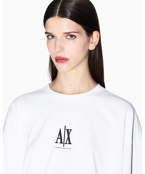 ARMANI EXCHANGE(アルマーニエクスチェンジ)の「【A|X アルマーニ エクスチェンジ】ICON 半袖クルーネックTシャツ/BOY BOXY(Tシャツ/カットソー・レディース・ブラック/ホワイト・LARGE/MEDIUM/SMALL/X-SMALL/X-LARGE)」の14枚目の写真