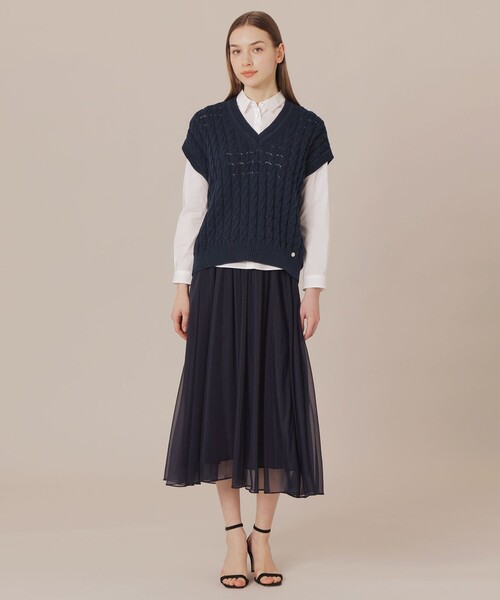MACKINTOSH LONDON（マッキントッシュ ロンドン）の「ケーブルニットベスト（ベスト・レディース・ネイビー/ホワイト系その他・38）」の4枚目の写真