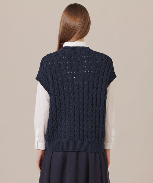 MACKINTOSH LONDON（マッキントッシュ ロンドン）の「ケーブルニットベスト（ベスト・レディース・ネイビー/ホワイト系その他・38）」の7枚目の写真