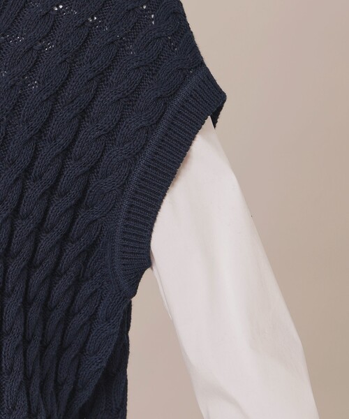 MACKINTOSH LONDON（マッキントッシュ ロンドン）の「ケーブルニットベスト（ベスト・レディース・ネイビー/ホワイト系その他・38）」の8枚目の写真