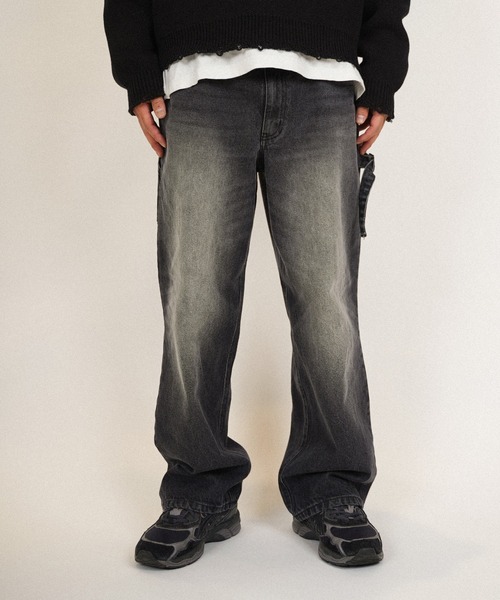 #Re:room（リルーム）の「ヴィンテージペインターワイドデニムパンツ（デニムパンツ・メンズ・ブルー/ブラック・MEDIUM/LARGE/SMALL）」の4枚目の写真