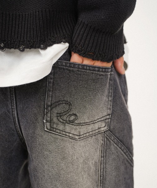 #Re:room（リルーム）の「ヴィンテージペインターワイドデニムパンツ（デニムパンツ・メンズ・ブルー/ブラック・MEDIUM/LARGE/SMALL）」の10枚目の写真