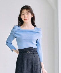 12Twelve Agenda（トゥエルブ　アジェンダ）の「サイドドロストドレープオフショル7分袖ニットプルオーバー（ニット/セーター）」