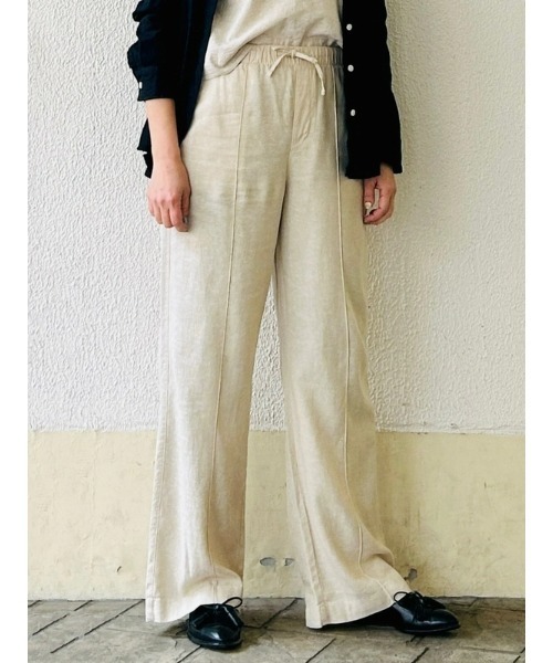 リネンブレンドワイドパンツ　白 リネンブレンドワイドパンツ - ホワイト - レディース | H&M JP